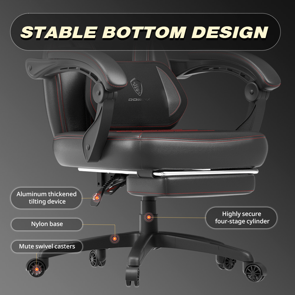 GOOSEA Gaming Chair with Footrest and Lumbar Massage, High Back Ergonomic Computer Desk Chair, Big and Tall Office Chair with Retractable Footrest, 300lbs, Black