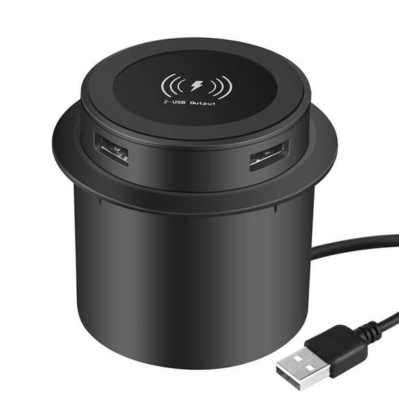 QI Fast Wireless Charger Pop-up Desktop Embedded Fast Wireless Charger With USB Port 30W Universal