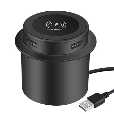 QI Fast Wireless Charger Pop-up Desktop Embedded Fast Wireless Charger With USB Port 30W Universal