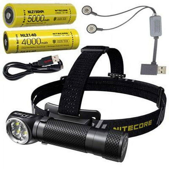 Combo: Nitecore HC35 Rechargeable LED Headlamp -2700Lm w/NL2150HPi  and  NL2140 Batteries  Eco-Sensa USB Charging Cord  and  A1 Charger