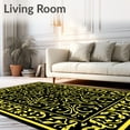 thumbnail image 2 of ODIKA 8'x10' Machine Washable Non-Slip Area Rug, Heritage Gridiron Crest with Interlocking Banner Motifs and Laurel High Traffic Rug, Black, 674099, 2 of 7