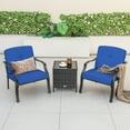 thumbnail image 2 of Gymax 2 PCS Patio Metal Chairs Outdoor Dining Seat Heavy Duty w/ Cushions Garden Blue, 2 of 10