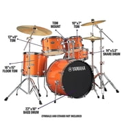 Yamaha Rydeen 5-Piece Shell Pack With 22 Bass Drum - Orange Glitter