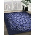 thumbnail image 3 of Ahgly Company Machine Washable Indoor Square Transitional Night Blue Area Rugs, 3' Square, 3 of 7