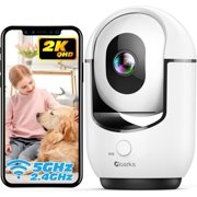2K Indoor Camera, 5/2.4 GHz WiFi Pan/Tilt Security Camera with AI Motion Detection, One-Click Call for Baby Monitor, Wired Pet Camera with 2-Way Audio, 24/7, Siren Alarm, TF/Cloud Storage
