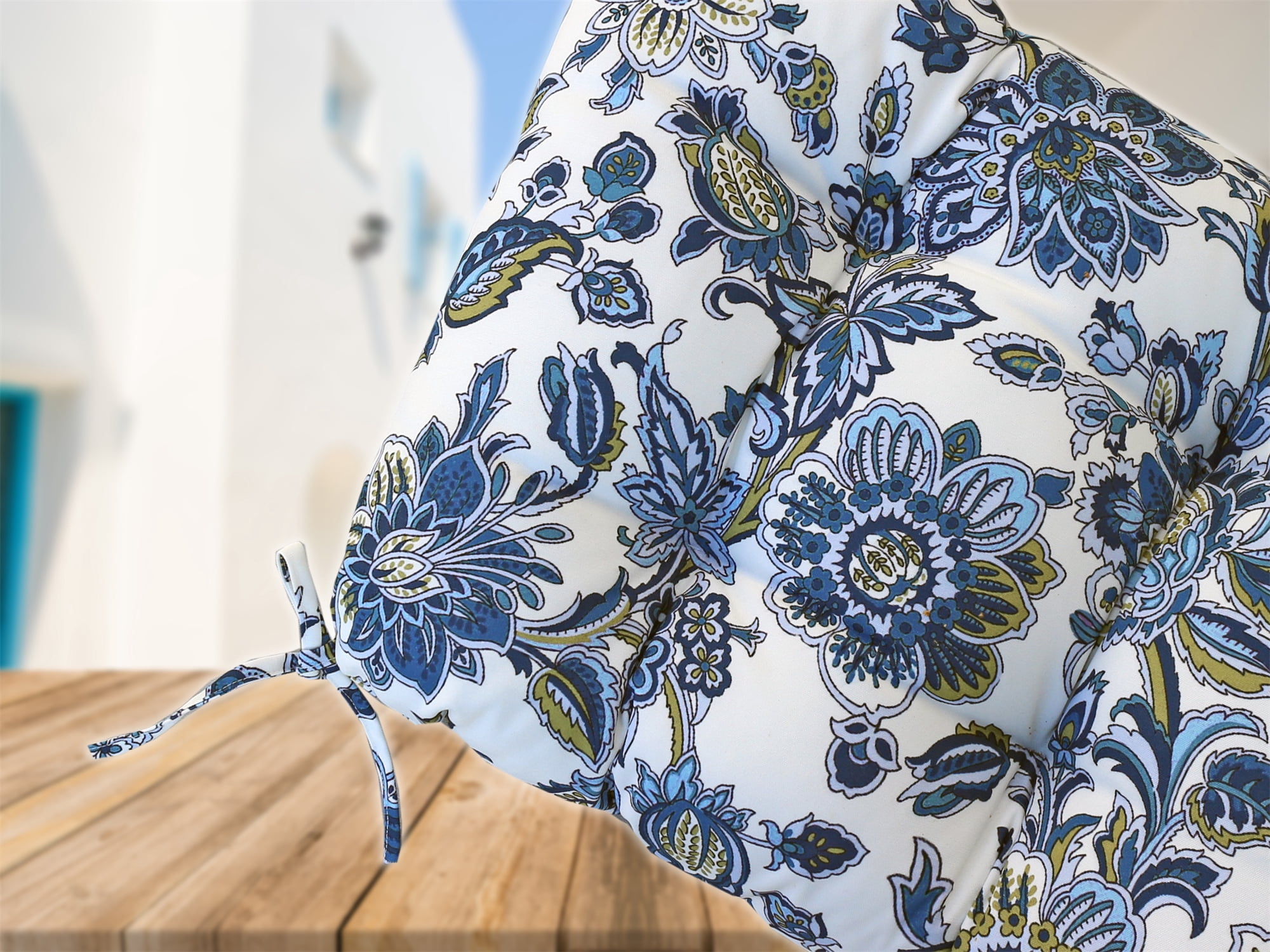 Paisley Blue Rectangular Outdoor Throw Pillow