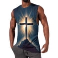 thumbnail image 2 of Tqyyweavej Easter Tank Tops for Men Jesus Cross Printed Color Block Christian Shirts Sleeveless Crewneck Muscle Tops Size S to 2XL, 2 of 5