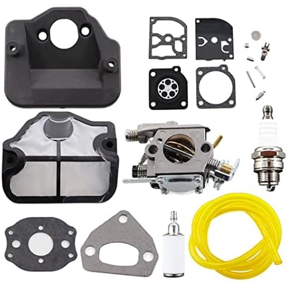 Carburetor with Air Filter Spark Plug Membrane Repair Kit for Husqvarna Chainsaw 36 41 136 137 141 142 137E 142E Replaces Zama C1Q-W29E