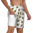 thumbnail image 3 of Picia Cute Little Bee pattern Mens Swim Trunks with Compression Liner Stretch Beach Shorts Quick Dry with Zipper Pockets No-Chafing Board Shorts-Medium, 3 of 9