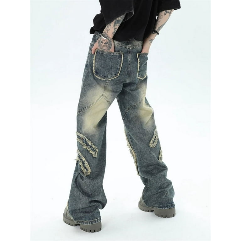 HLSOHJP Women's Line Pattern Rough Edge Design Jeans Cool HLSOHJP Women's Line Pattern Rough Edge Design Jeans Cool