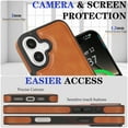 thumbnail image 4 of Compatible with iPhone 16 Wallet Case, Magnetic 2-in-1 Detachable Card Holder, Compatible with MagSafe, Vintage Leather RFID Blocking Flip Kickstand Case for Men Women,Brown, 4 of 10