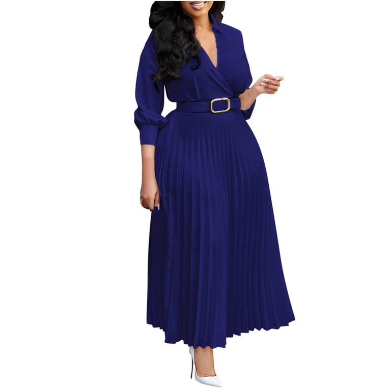 Blmnix Plus Size Women's Dresses Fit & Flare Formal Dresses Under Dresses 3/4 Sleeve V-Neck Blue Winter Dress,M - Walmart.com Blmnix Plus Size Women's Dresses Fit & Flare Formal Dresses Under Dresses 3/4 Sleeve V-Neck Blue Winter Dress,M - Walmart.com