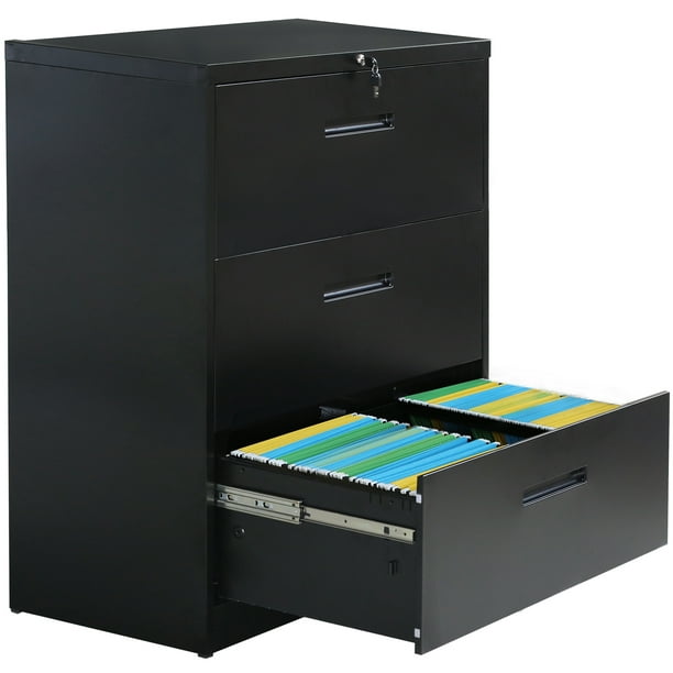 Home Office File Cabinet, Heavy Duty 3 Drawer Metal Lateral File ...