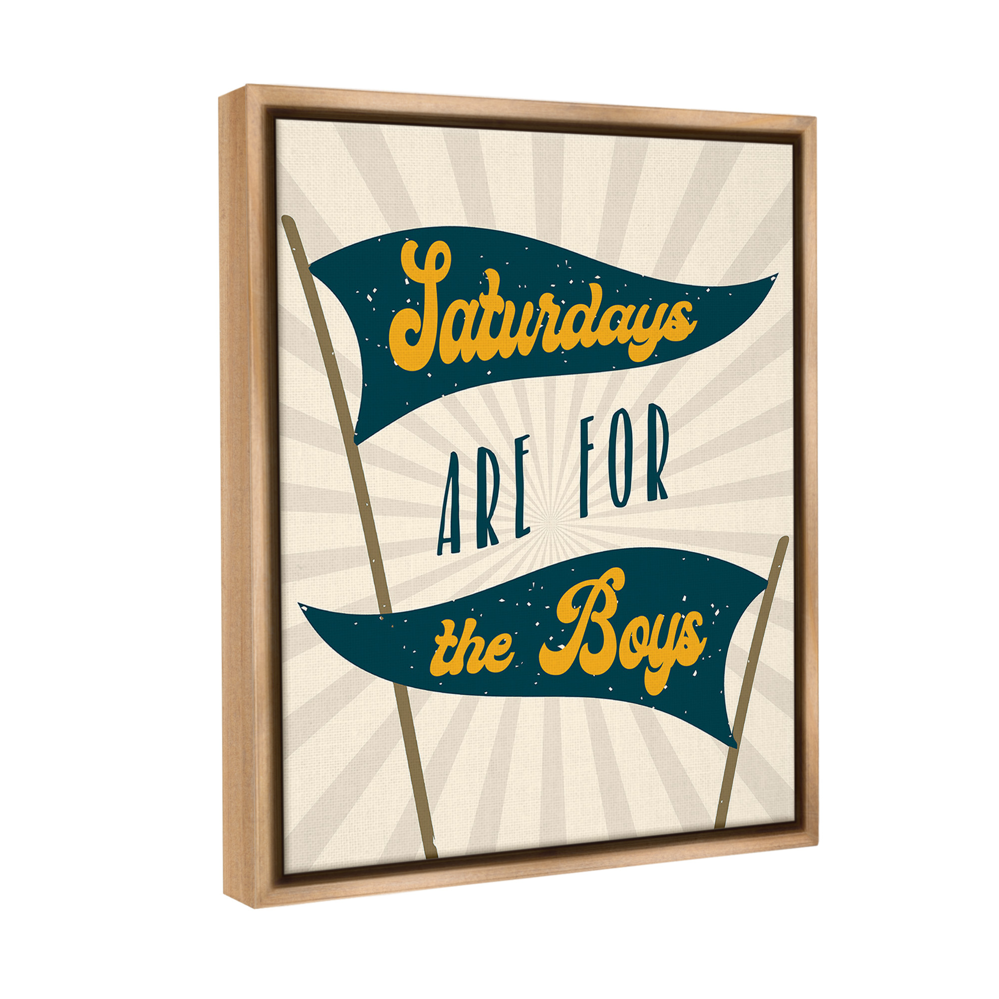 Stupell Industries Saturdays For Boys Typography Painting Brown Floater Framed Canvas Art Print Wall Art, 25 x 31