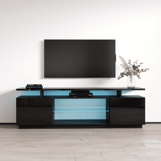 EvaK TV Stand for TVs up to 80", Modern High Gloss 71" Entertainment