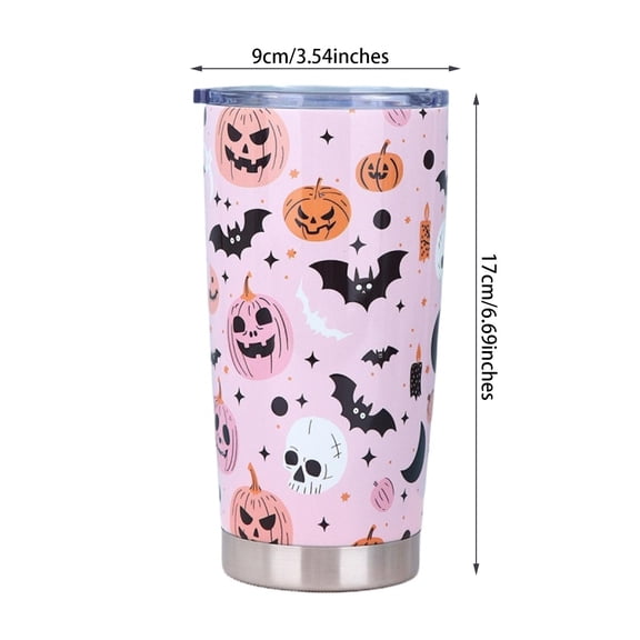 Spooky Halloween Decorations Fall Decorations for Home 20Oz Stainless Steel Travel Tumbler Insulated Coffee Mug with Straw and Spill Proof Lid