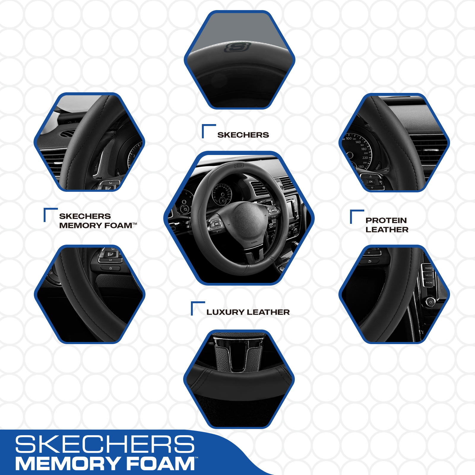Skechers Leather Steering Wheel Cover, Black photo 4