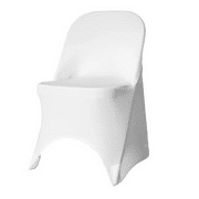 50 Pack White Spandex Folding Chair Covers for Parties, Weddings by Banquet Tables Pro