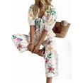 thumbnail image 3 of Conjunto de 2 Piezas para Mujer, Blusa de Corta con Estampado Floral y Pantalones Anchos, Estilo Bohemio para Vacaciones. Multicolor L, 3 of 8