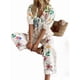 thumbnail image 3 of Conjunto de 2 Piezas para Mujer, Blusa de Corta con Estampado Floral y Pantalones Anchos, Estilo Bohemio para Vacaciones. Multicolor XL, 3 of 8