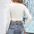 thumbnail image 4 of Timegard Hauts de Sortie pour Femmes Manches Longues Col Carré T-Shirts Courts Blouse Ajustée Automne, 4 of 4