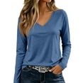 thumbnail image 3 of Basysin Women's Long Sleeve Shirts V Neck Fall Tops Soft Tshirts Basic Tee Winter Layer Clothing Business Casual Work Fall Outfits, 3 of 5
