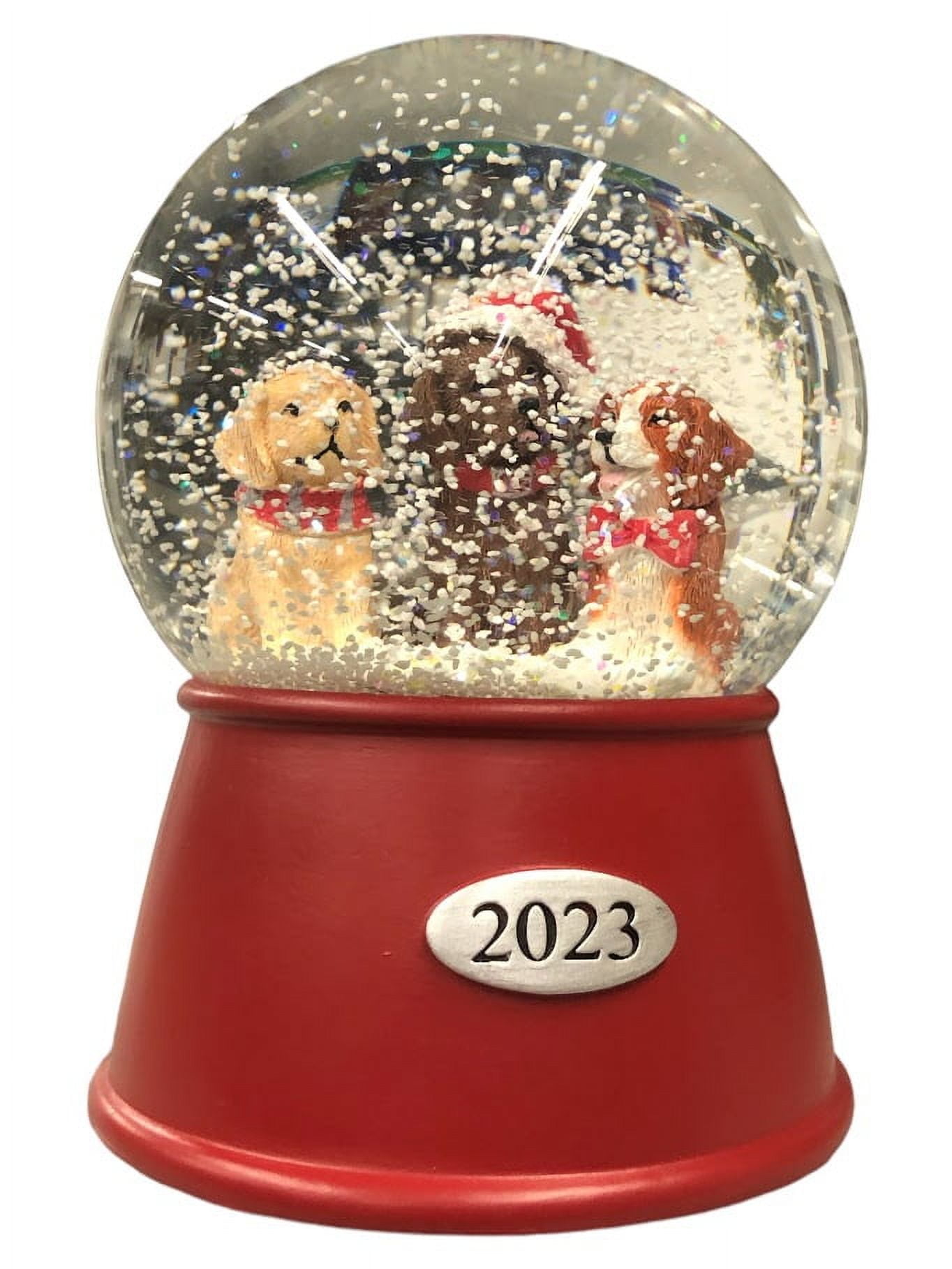 Septwonder Black Labrador Pet Life Snow Globe - Rotating Figurine, Plays "O Christmas Tree" Music, Christmas Gift & Decor