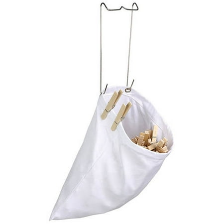 Honey Can Do Cotton Clothespin Bag with Metal Hanging Hook,