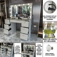 thumbnail image 2 of Ember Interiors Elegant Large Greige Makeup Makeup Vanity Desk with Built-in Lights, Power Outlet with USB Type-C, 7 Drawers and Crystal Knobs, 2 of 8