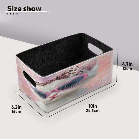 BZSMCE Shelf Baskets Cute White Cat Pattern Storage Cube Bins 10.1*6.3*4.7in Set of 2