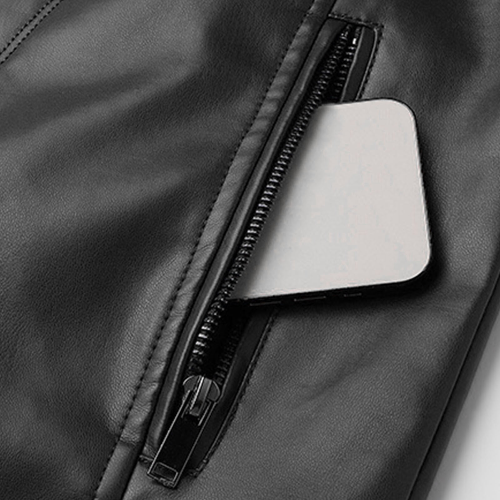 HOOMEUMY Men's Stand Collar Leather Jacket Casual Slim Fit Motorcycle Faux Leather Outerwear Windbreaker Coats with Pockets (Black,M）