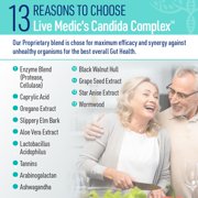 Liver Medic Candida Complex Digestive Enzymes, Enzymes for Digestion and Candida Cleanse, Non-GMO Probiotic with Herbs, Caprylic Acid, and Grape Seed Extract. (60 Vegetarian Caps)