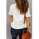 thumbnail image 1 of ABPHQTO Camiseta blanca de manga corta con volantes y estampado gráfico CAMPING para mujer, 1 of 5