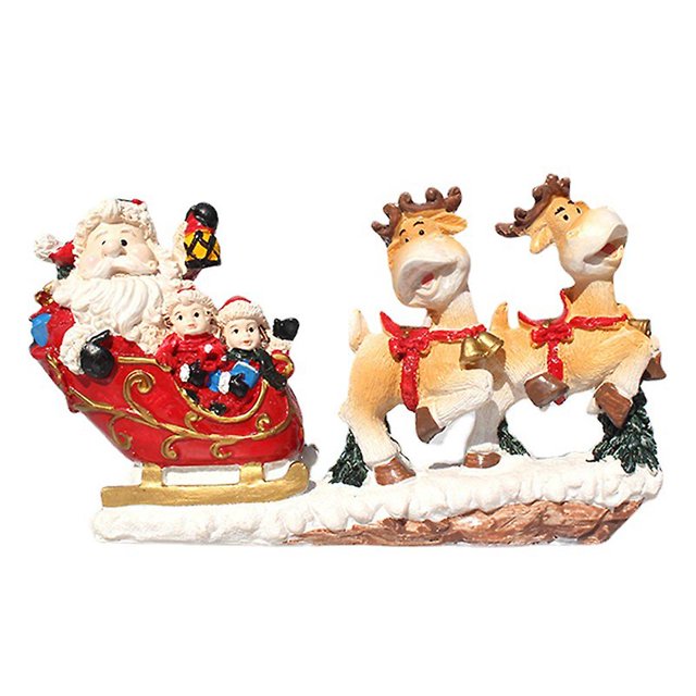 Estatua navideña de trineo y reno de Papá Noel, adorno de resina, estatua de escena campestre de invierno, decoración navideña
