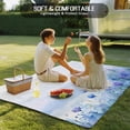 thumbnail image 6 of 5' x 8' Outdoor Rug, Blue Flower Outdoor Washable Rug Large Floor Carpet, Modern Pastoral Watercolor Oil Painting Non Shedding Area Rug for Outside Patio RV Porch Deck Balcony Camping Living Room, 6 of 9