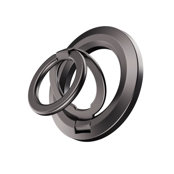 TRUSMI Magnetic Phone Ring Holder, Tri-Fold Stand, Strong Grip, Grey