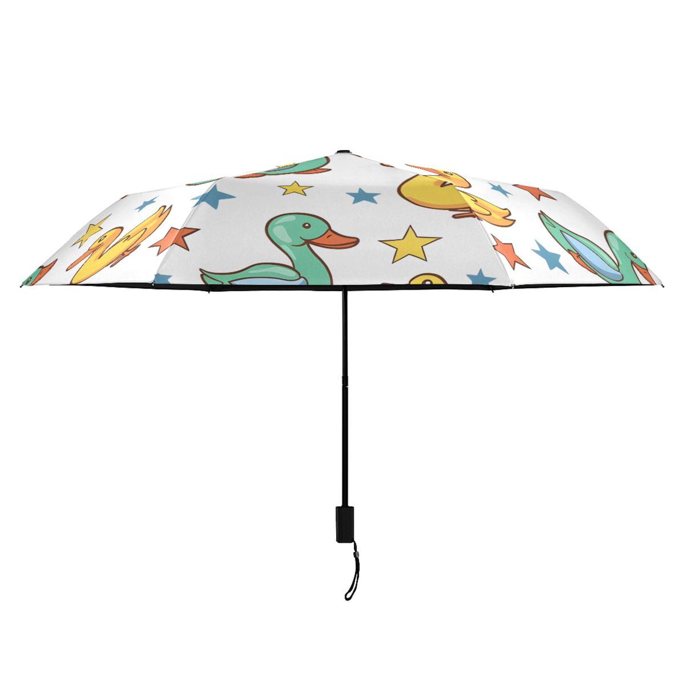 Cartoon Duck and Star Compact Sun Umbrella Windproof Travel Umbrellas for Rain Strong Portable UV Protection