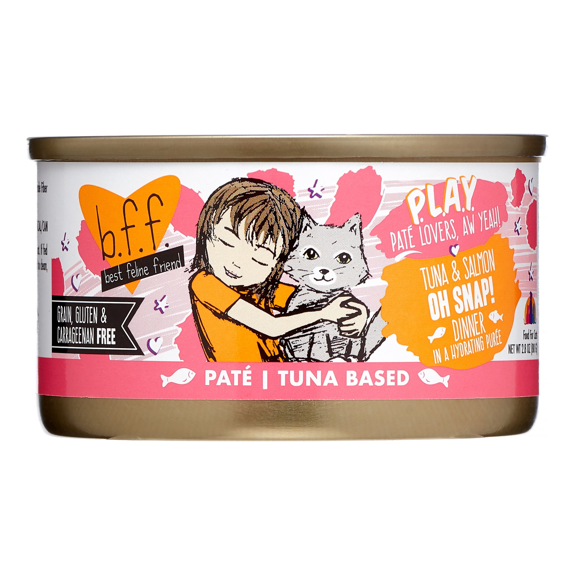 Weruva BFF PLAY Oh Snap! Tuna & Salmon Dinner in a Hydrating Puree Pate Wet Cat Food, (12) 2.8 oz. Cans