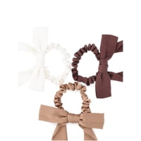 3-Piece Time and Tru Women's Long Bow Ties (Tan)