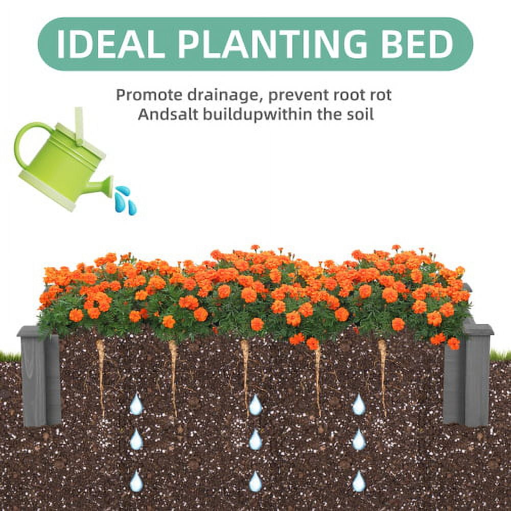 Howcool 8x2ft Outdoor Raised Garden Bed, Large Wooden Planter Box for Vegetables & Flowers, Above Ground Gardening Bed, Easy Assembly for Backyard Patio, Gray, 96x28x10''