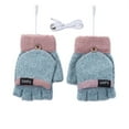 thumbnail image 2 of Lilgiuy USB Winter Men Women Fashion Cold Warm Heating Windproof Half Bare Finger Knit Gloves, Warm Knit Glove for Christmas New Year Thanksgiving, 2 of 5