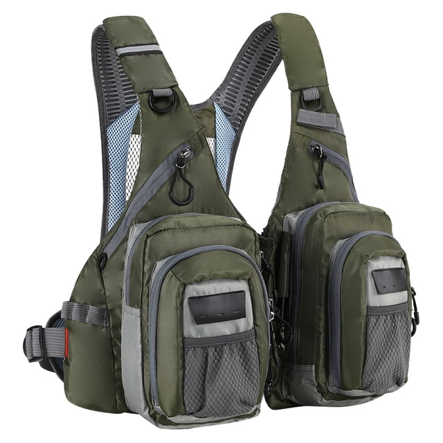 Nuevo Chaleco Pesca Chaleco Ropa Pesca Multibolsillos Multifuncional Transpirable Pesca en Pesca Con Mosca Chaleco Señuelo (verde Militar)