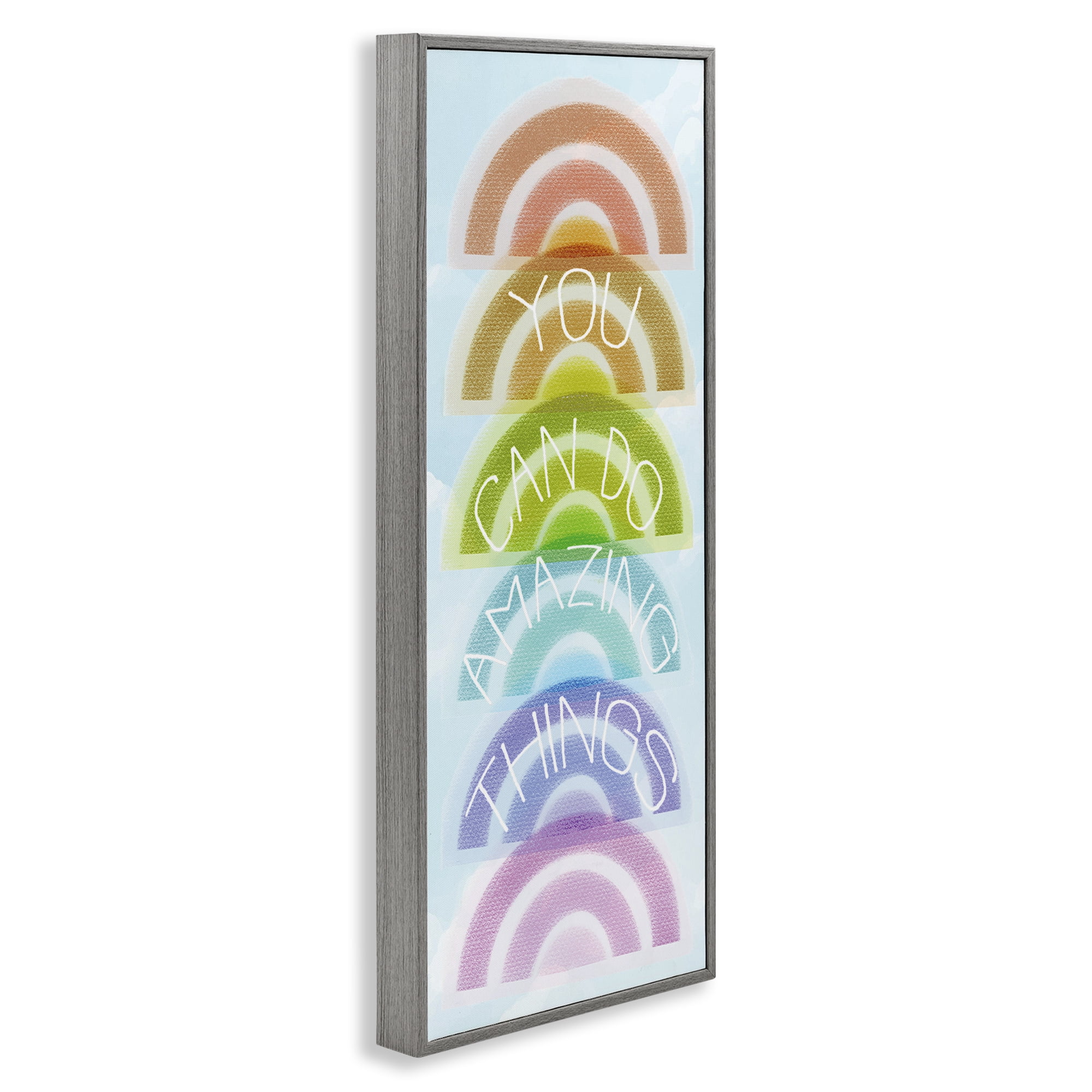 Stupell Industries Amazing Things Rainbow Encouragement Gray Framed Giclee Art, design by Lil' Rue