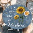 thumbnail image 2 of Haze Blue Sunshine Sunflower Round Tablecloth, Fitted Table Cover with Elastic for 36"-44" Round Tables, Pastoral Bees Farmhouse Floral Table Cloth Outdoor Indoor Dinning Party Waterproof Tablecloths, 2 of 7