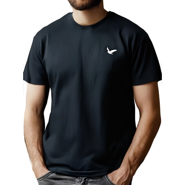 1 Pce T-Shirt de Sport Décontracté pour Hommes avec Imprimé Géométrique Aigle, Col Rond, Tissu en Polyester Tricoté, Légèrement Extensible, Coupe Régulière pour l'Été - Haut de Golf et de Course à la Mode pour Adulte, Homme, Femme, Adolescent