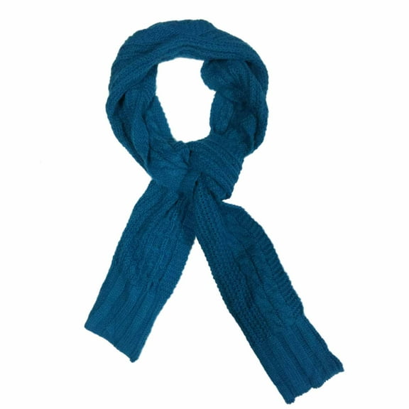 Fownes Womens Aqua Blue Cable Knit Winter Neck Scarf