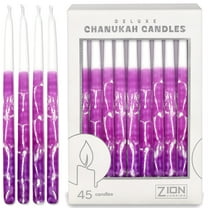 Zion Judaica Deluxe Chanukah Candles for Girls Set of 45 Premium Decorative Purple Elegance Hanukkah Candles for Menorah, Includes DIY Dreidel, Prayer Card