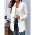 thumbnail image 4 of Women'S Stand Collar Blazer Jacket Casual Long Sleeve Double Breasted Elegant Business Office Blazer White S, 4 of 8