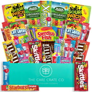 The Care Crate Ultimate Candy Snack Box Care Package ( 40 piece Candy and Snack Pack ) Includes 20 Full Size Candies - Twizzlers, Chips, Pretzels, Sour Patch Kids, Swedish Fish & More!