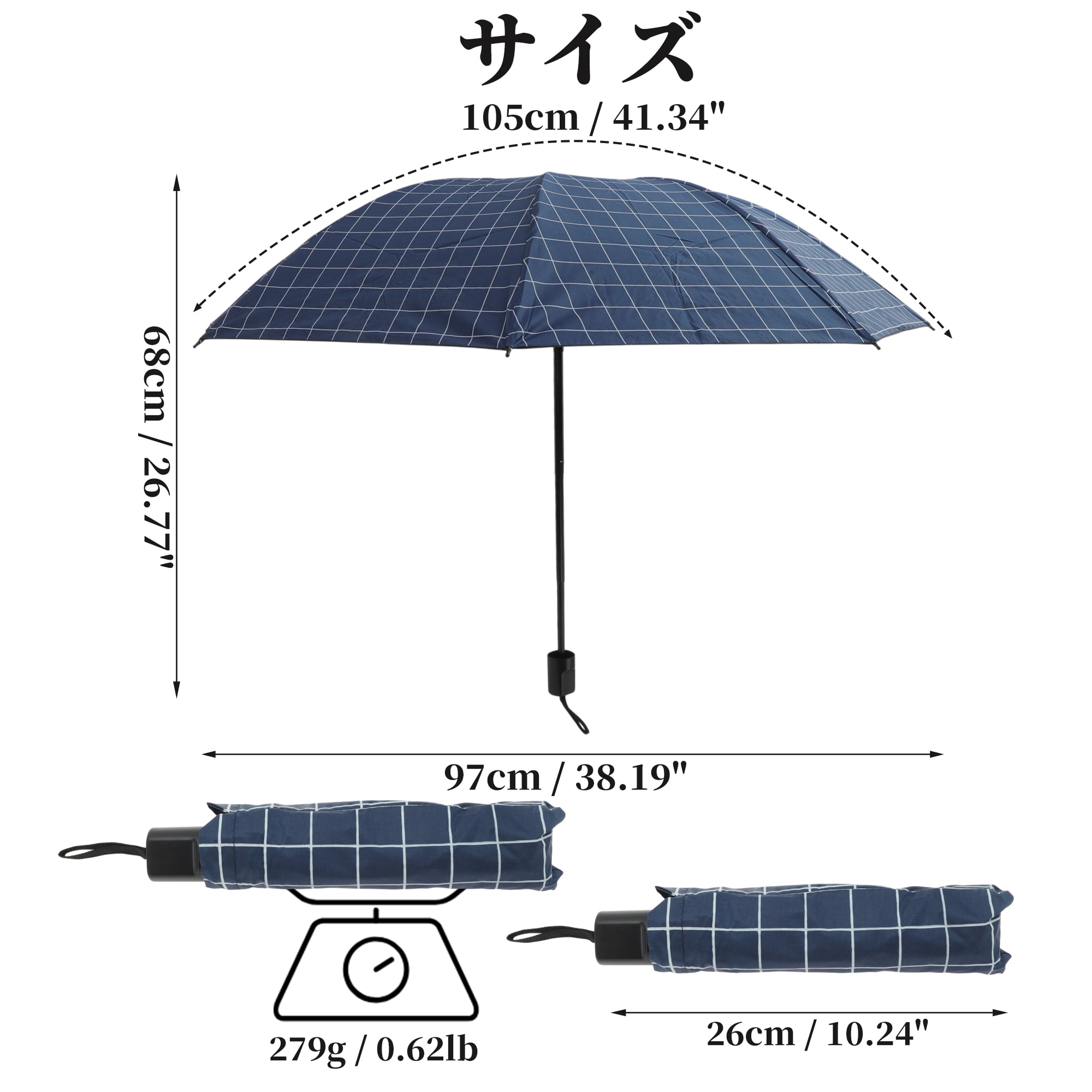 Unique Bargains Portable Manual Open Close Rain Windproof  Umbrella Navy Blue